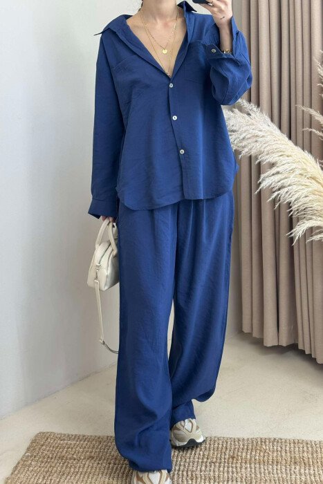 ONE COLOR SHIRT+TROUSERS WOMEN SET BLUE/BLU - 3