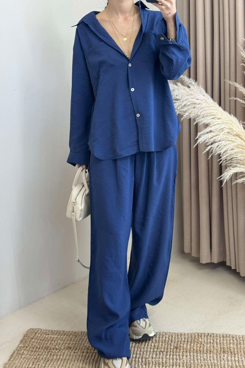 ONE COLOR SHIRT+TROUSERS WOMEN SET BLUE/BLU - 3