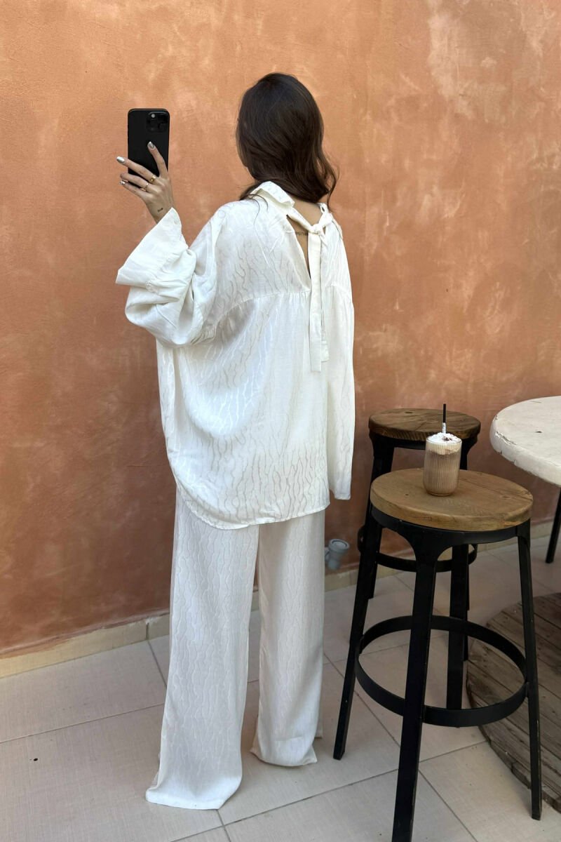 ONE COLOR SHIRT+TROUSERS WOMEN SET CREAM/KREM - 2