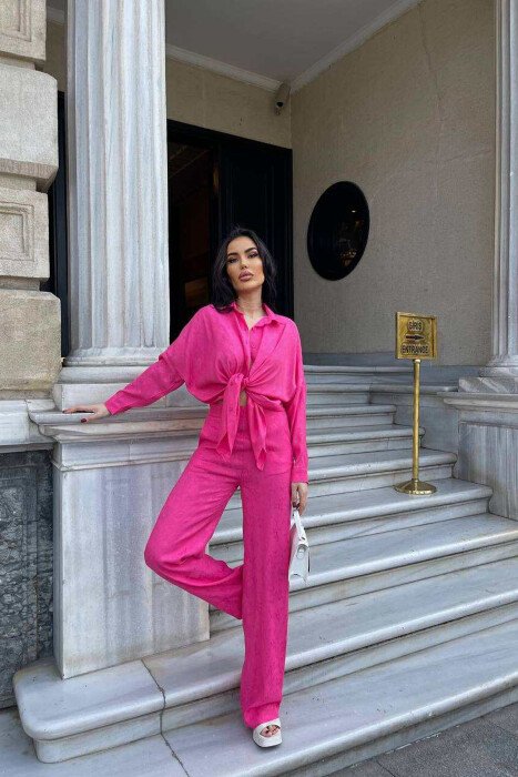 ONE COLOR SHIRT+TROUSERS WOMEN SET FUCHSIA/CIKLAMI - KLAUDIO FASHION