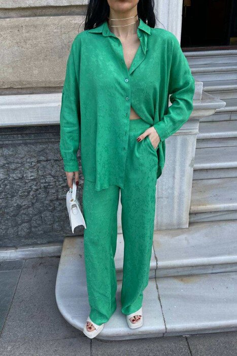 ONE COLOR SHIRT+TROUSERS WOMEN SET GREEN/JESHILE - 3