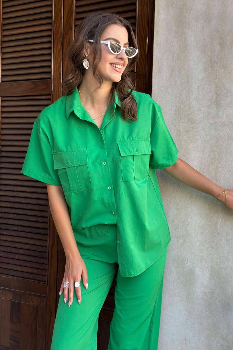ONE COLOR SHIRT+TROUSERS WOMEN SET GREEN/JESHILE - 3
