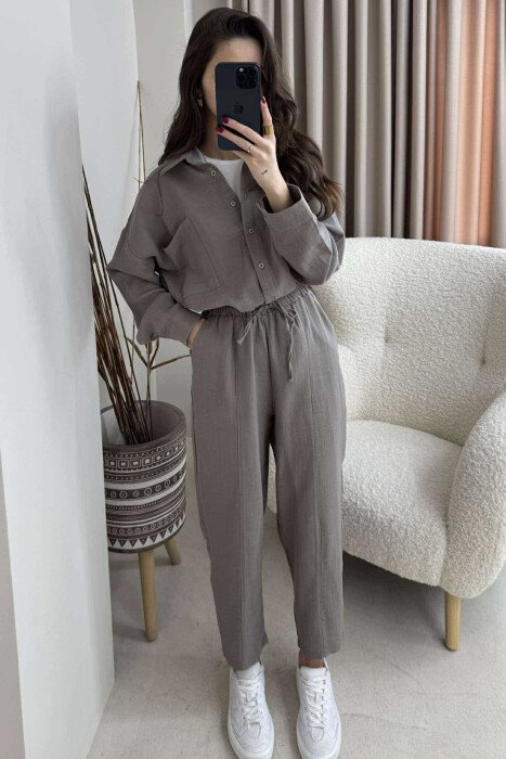 ONE COLOR SHIRT+TROUSERS WOMEN SET GREY/GRI - 6