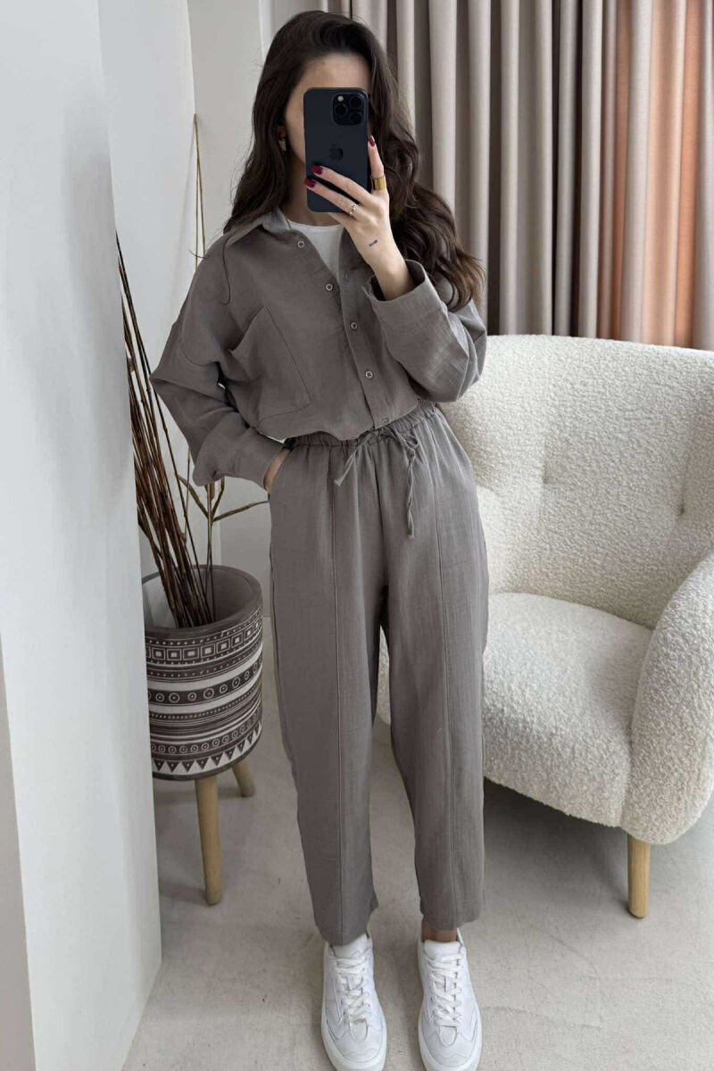 ONE COLOR SHIRT+TROUSERS WOMEN SET GREY/GRI - 6