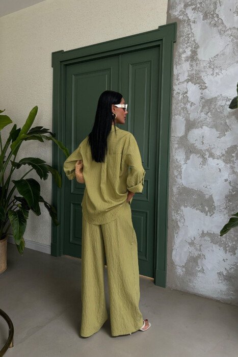 ONE COLOR SHIRT+TROUSERS WOMEN SET LIGHT GREEN/JEZB - 4