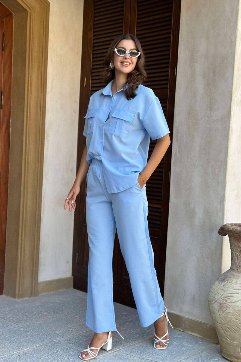 ONE COLOR SHIRT+TROUSERS WOMEN SET LIGHTBLUE/BZ - 1