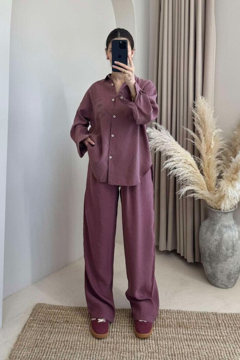 ONE COLOR SHIRT+TROUSERS WOMEN SET VINEGAR/UTHULL 