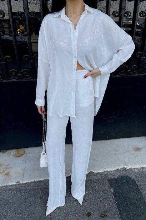 ONE COLOR SHIRT+TROUSERS WOMEN SET WHITE-E BARDHE - 3