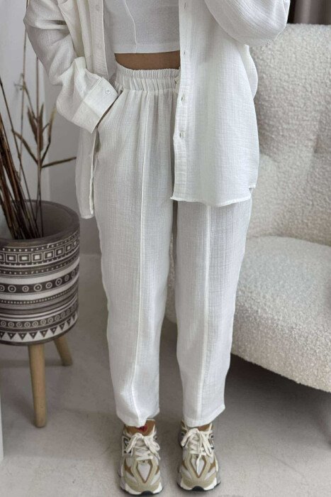 ONE COLOR SHIRT+TROUSERS WOMEN SET WHITE-E BARDHE - 7