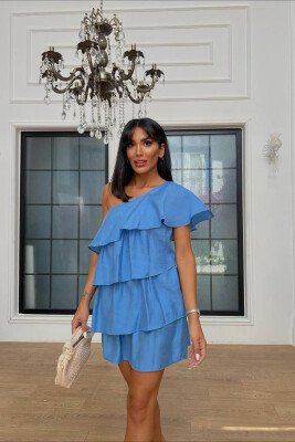 ONE COLOR SHORT DRESS BLUE/BLU 