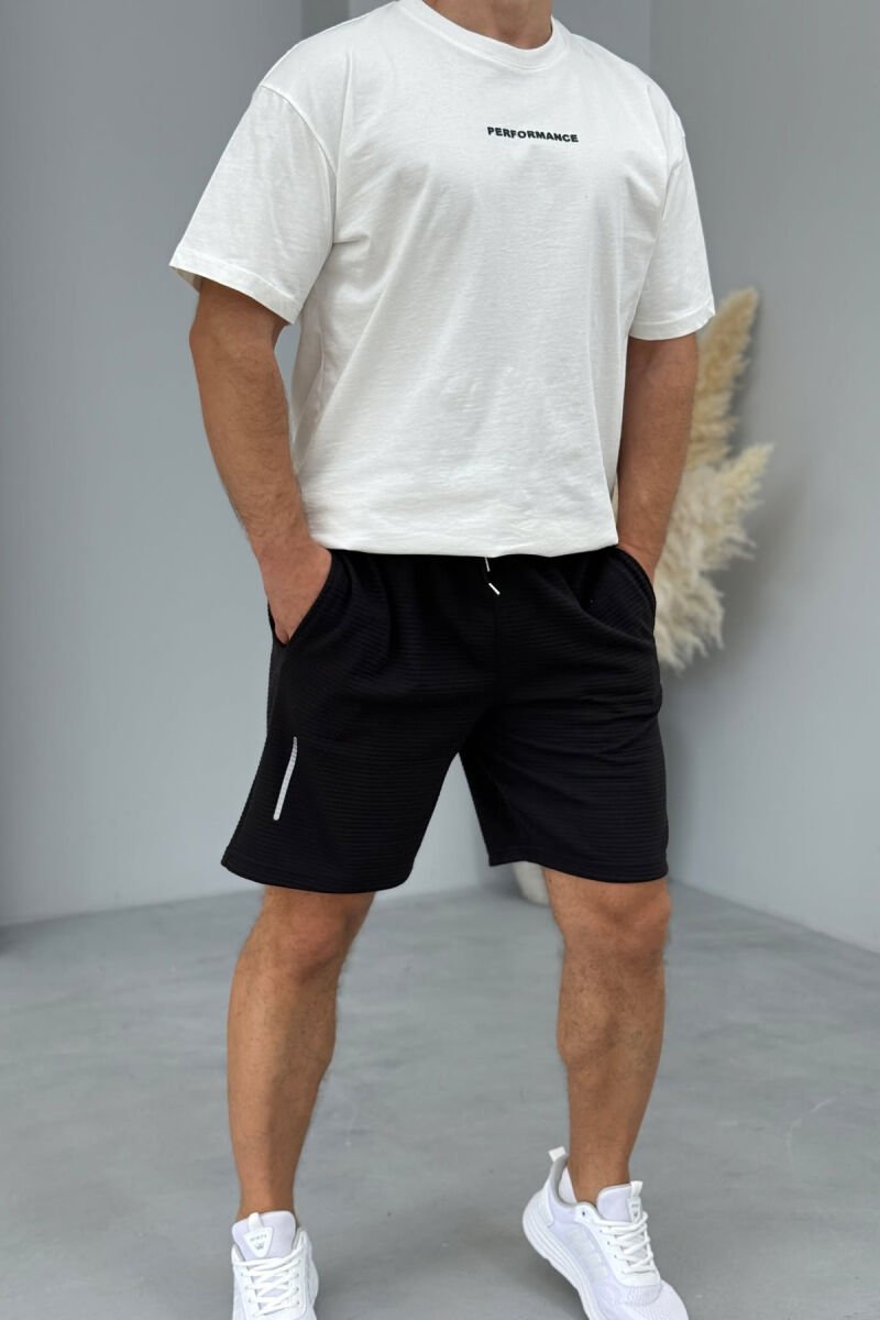 ONE COLOR SHORT MEN SWEATPANTS BLACK/ E ZEZE - 1