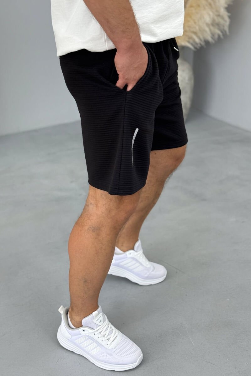 ONE COLOR SHORT MEN SWEATPANTS BLACK/ E ZEZE - 2