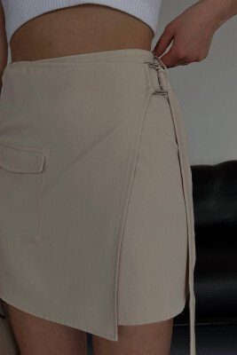 ONE COLOR SHORT SKIRT CREAM/KREM - 1