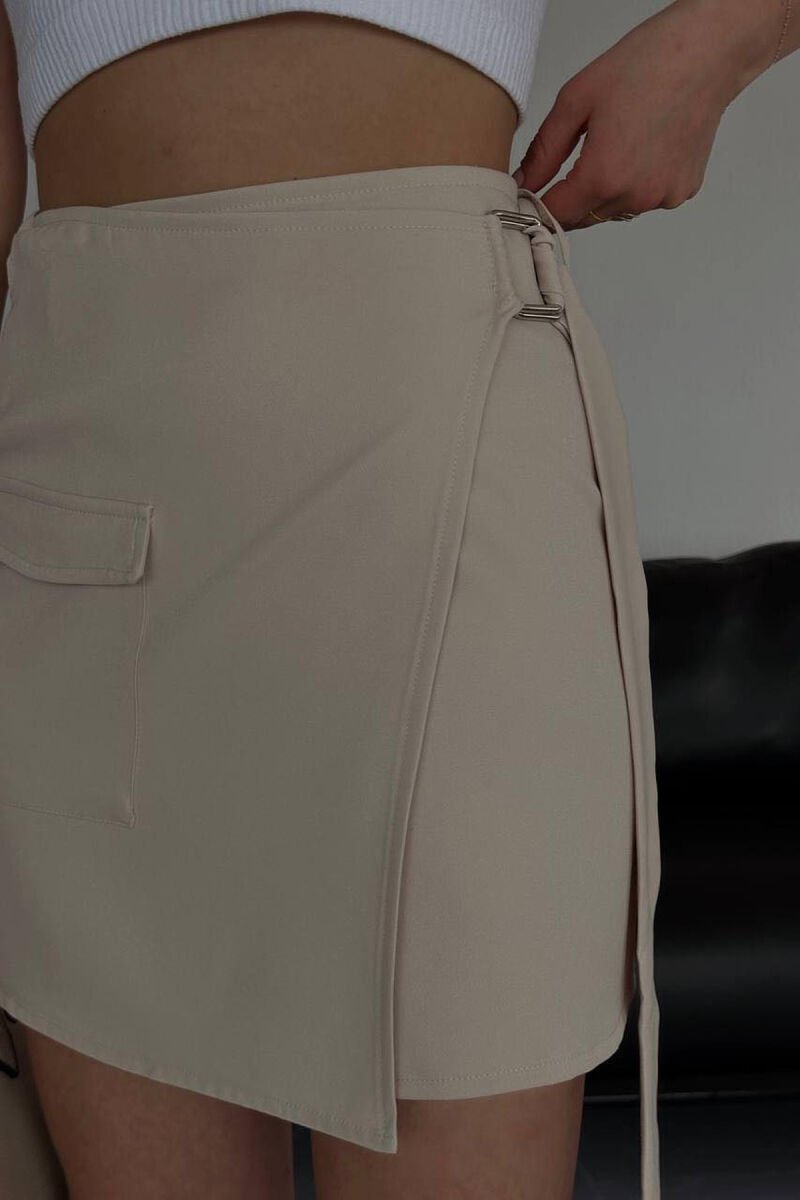 ONE COLOR SHORT SKIRT CREAM/KREM - 1
