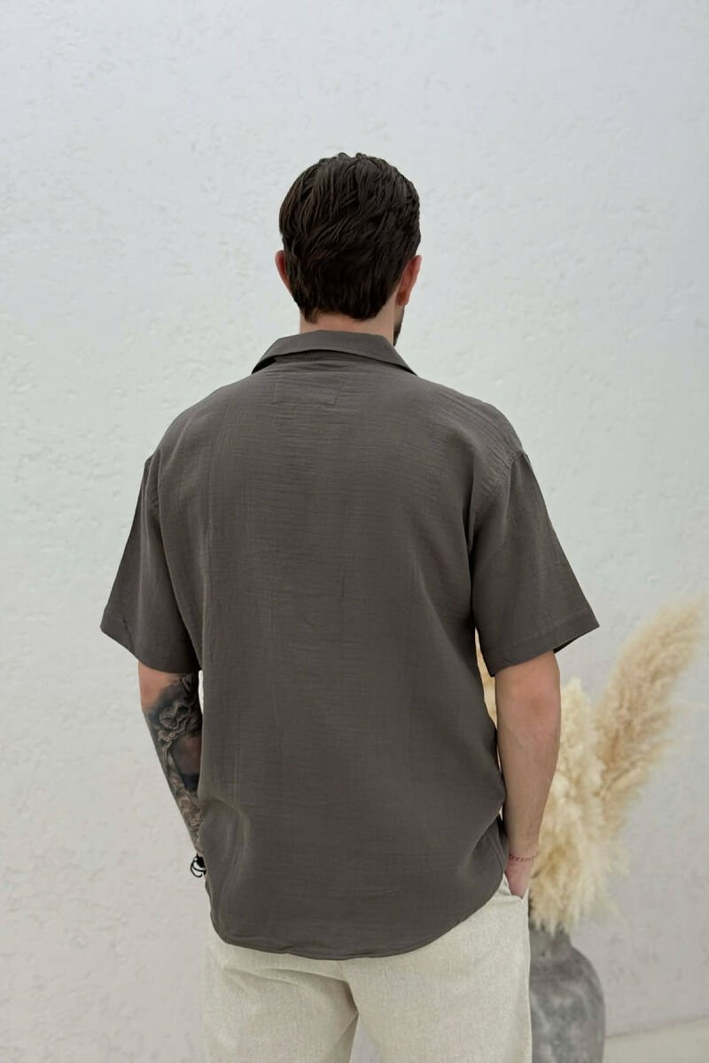 ONE COLOR SHORT SLEEVE MAN SHIRT OLIVE/ULLI - 2