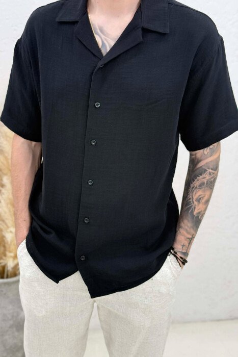ONE COLOR SHORT SLEEVE MEN SHIRT BLACK/ E ZEZE - 2