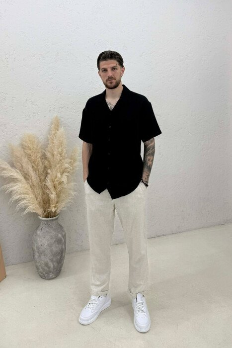 ONE COLOR SHORT SLEEVE MEN SHIRT BLACK/ E ZEZE - 3
