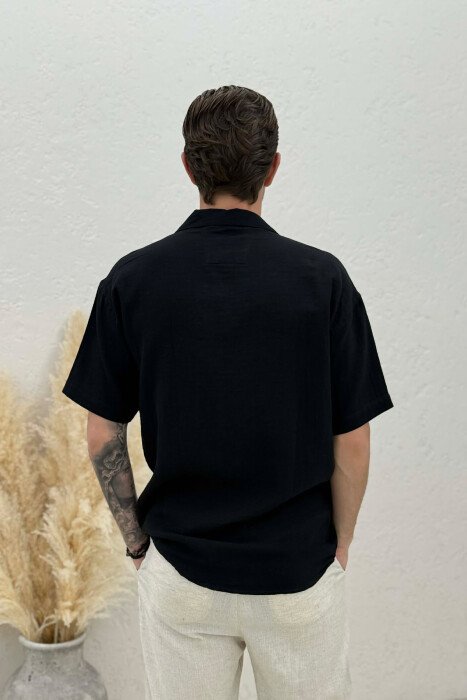 ONE COLOR SHORT SLEEVE MEN SHIRT BLACK/ E ZEZE - 4