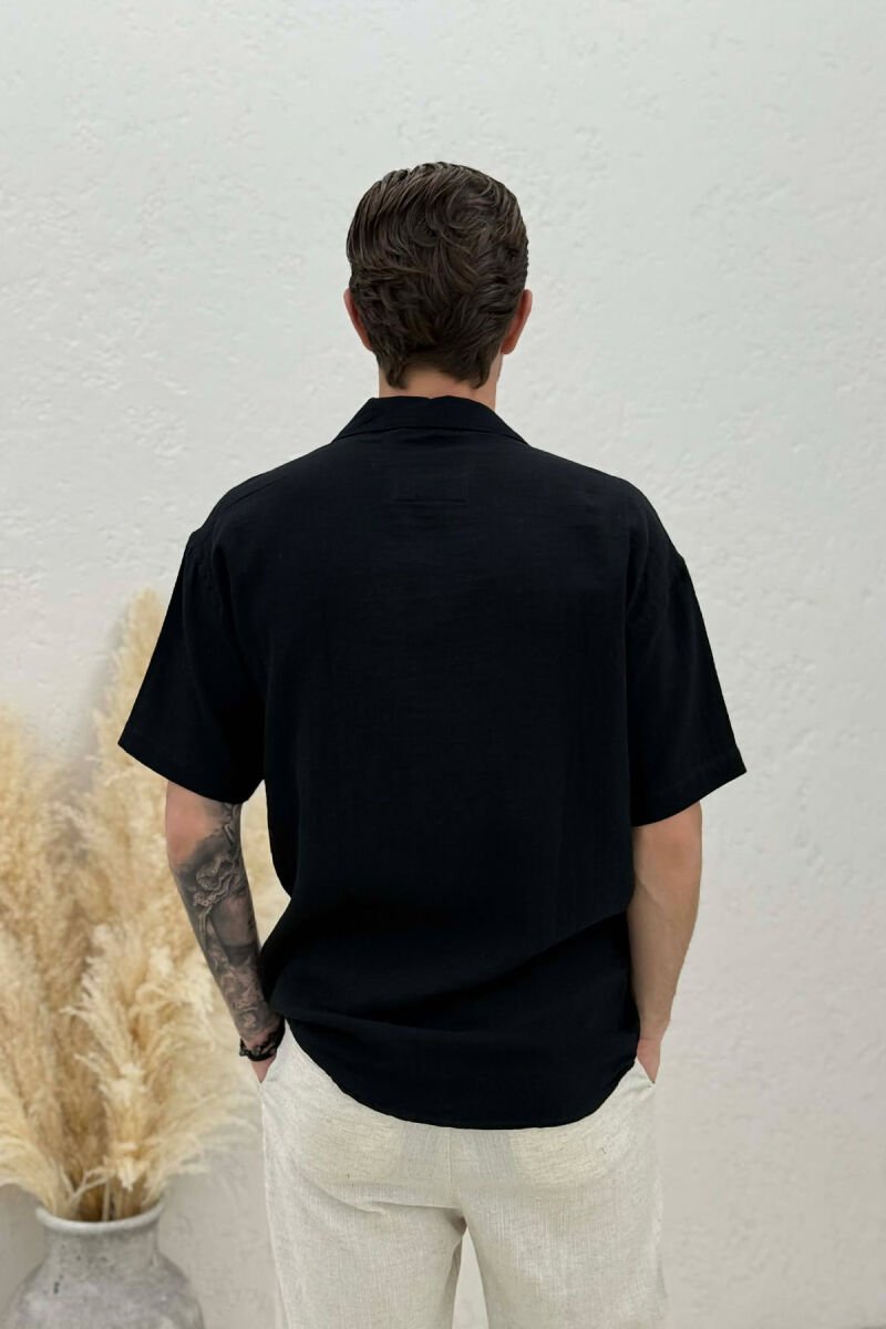 ONE COLOR SHORT SLEEVE MEN SHIRT BLACK/ E ZEZE - 4