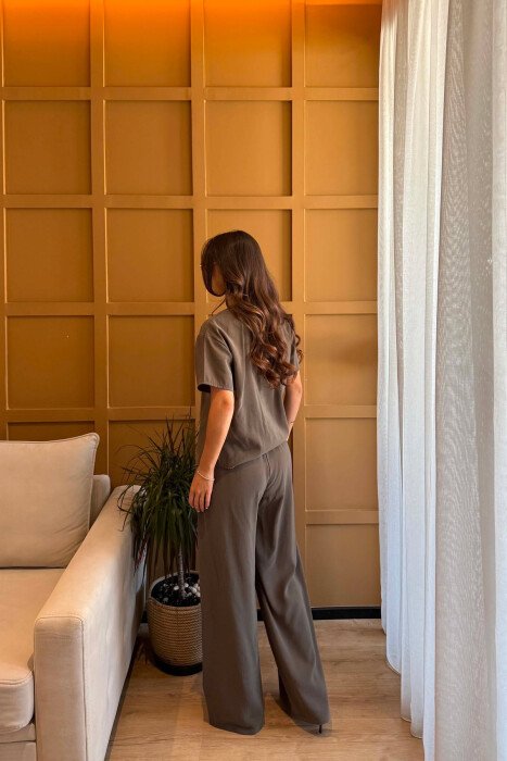 ONE COLOR SHORT SLEEVE SHIRT + TROUSERS WOMAN SET OLIVE/ULLI - 4