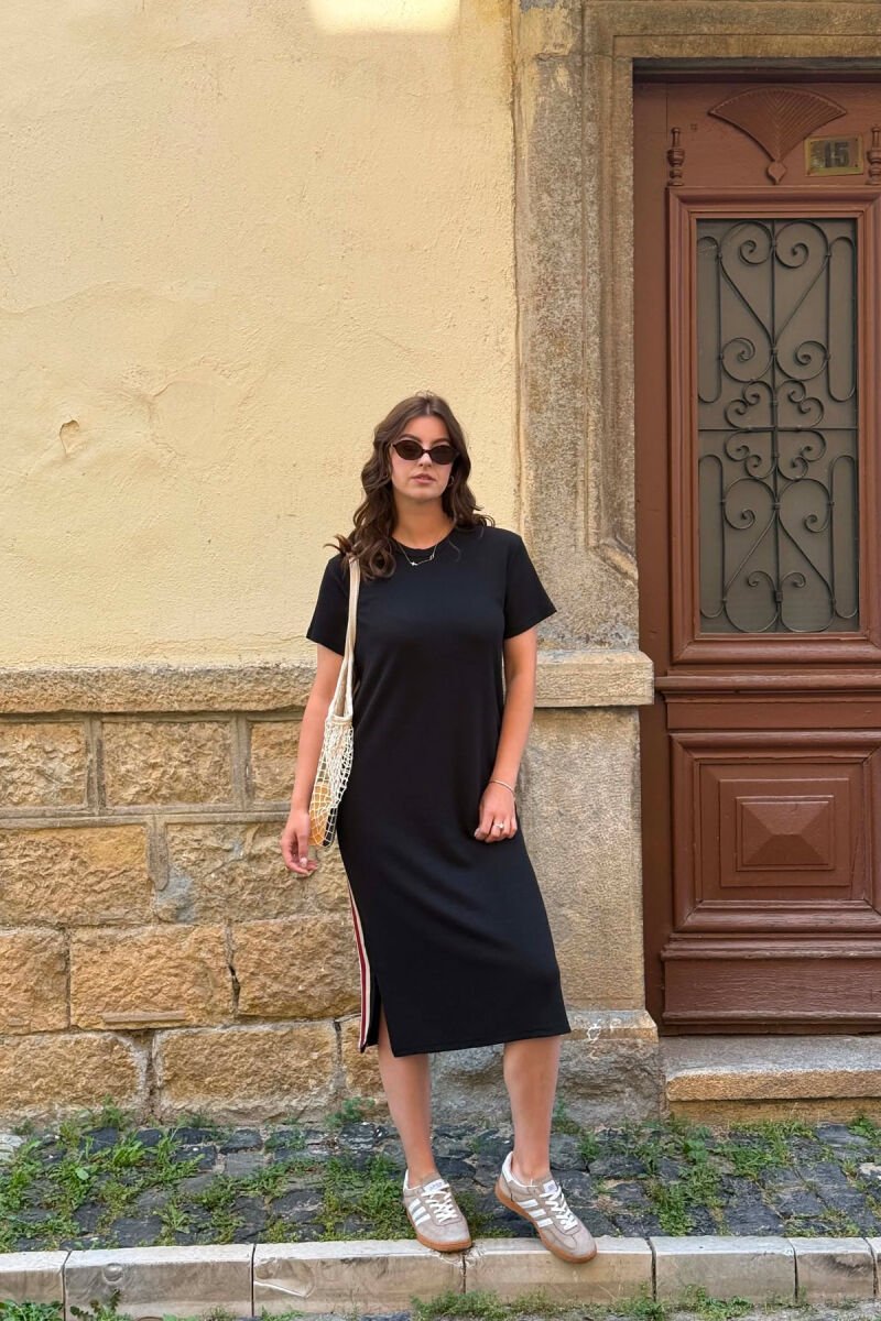 ONE COLOR SHORT SLEEVE WOMAN DRESS BLACK/ E ZEZE - 1