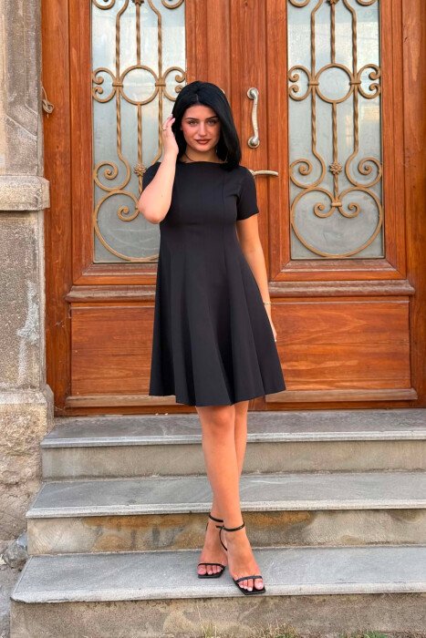 ONE COLOR SHORT SLEEVE WOMAN DRESS BLACK/ E ZEZE 