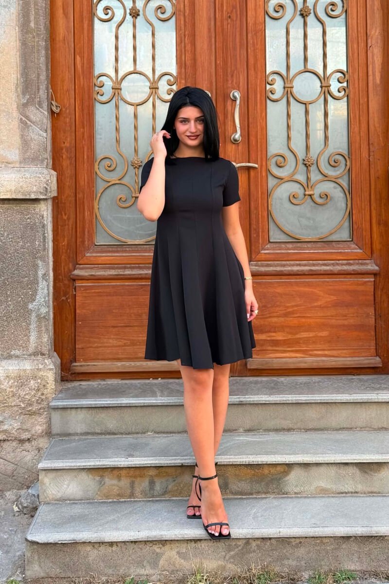 ONE COLOR SHORT SLEEVE WOMAN DRESS BLACK/ E ZEZE - 3