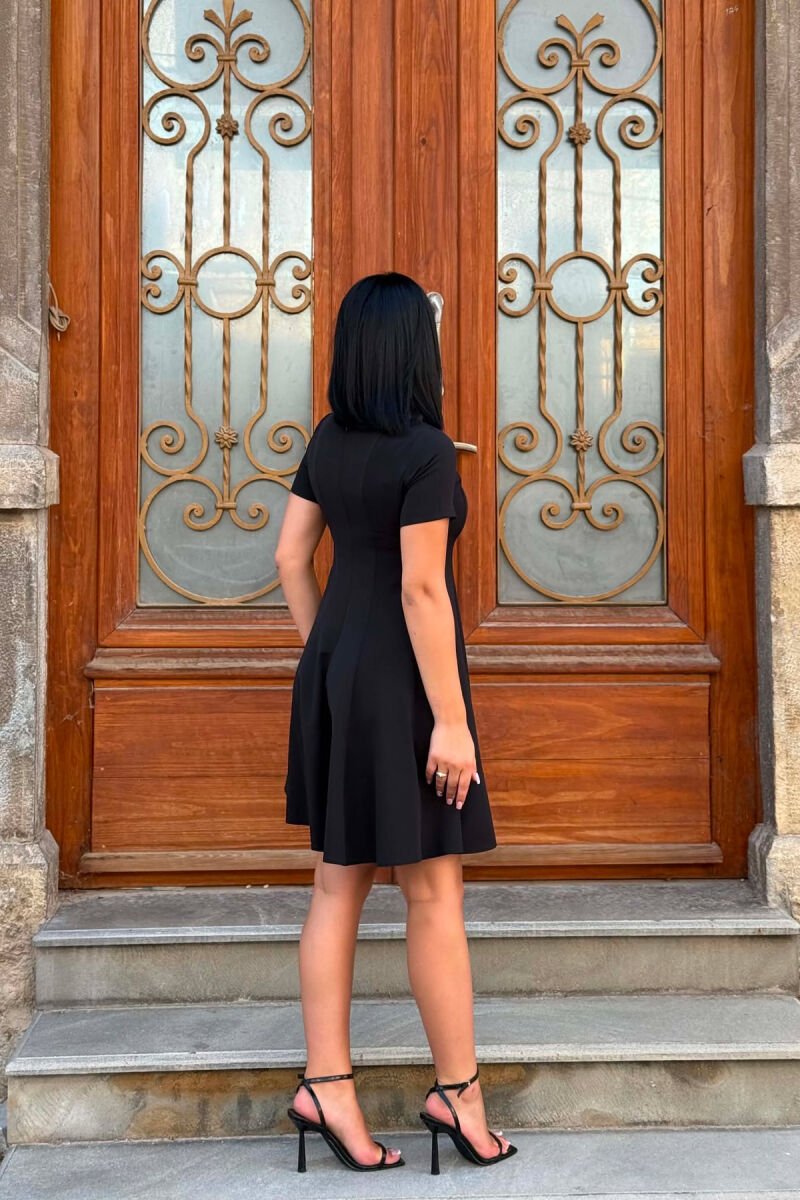 ONE COLOR SHORT SLEEVE WOMAN DRESS BLACK/ E ZEZE - 4
