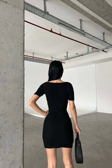 ONE COLOR SHORT SLEEVE WOMAN DRESS BLACK/ E ZEZE - 2