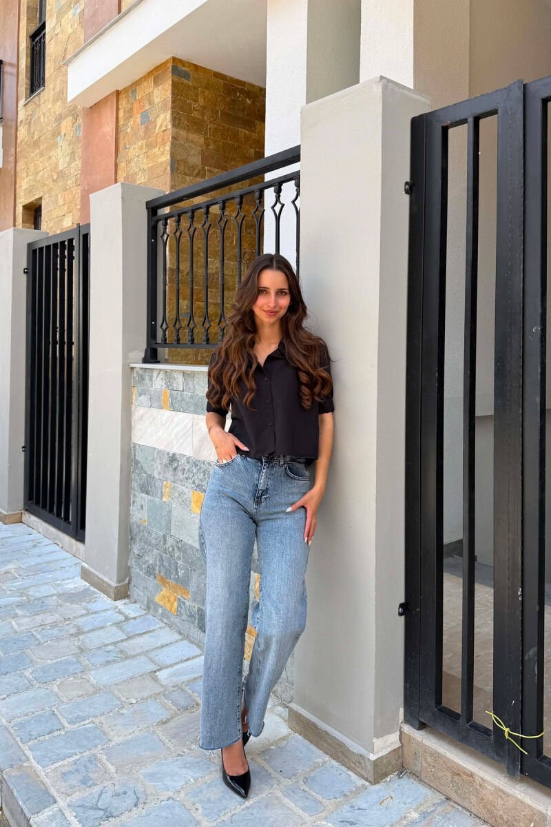 ONE COLOR SHORT SLEEVE WOMAN SHIRT BLACK/ E ZEZE - 2