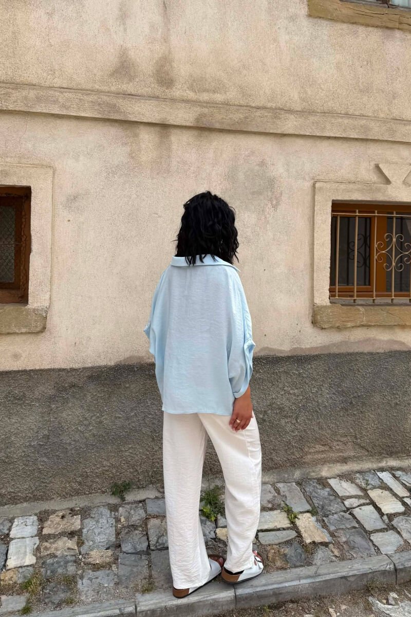 ONE COLOR SHORT SLEEVE WOMAN SHIRT LIGHTBLUE/BZ - 2