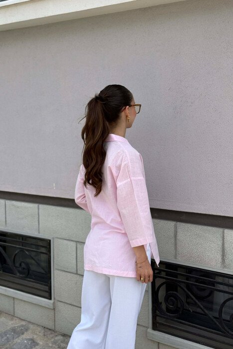 ONE COLOR SHORT SLEEVE WOMAN SHIRT PINK/ROZE - 2