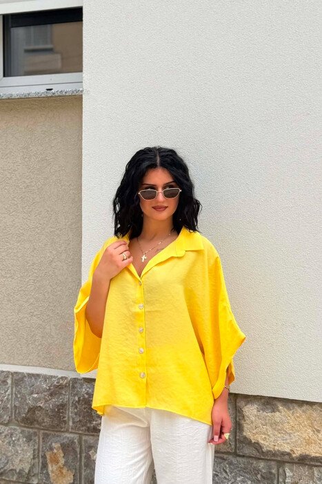 ONE COLOR SHORT SLEEVE WOMAN SHIRT YELLOW/E VERDHE - 2