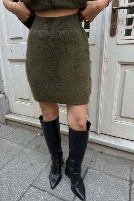 ONE COLOR SHORT SLEEVESWEATER +SKIRT WOMAN SET GREEN/JESHILE - 2