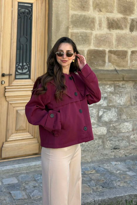 PALLTO E SHKURTER PER FEMRA NE NGJYRE VISHNJE - KLAUDIO FASHION