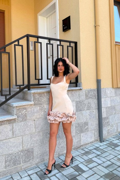 ONE COLOR SHORT WOMAN DRESS BEIGE/BEZHE 
