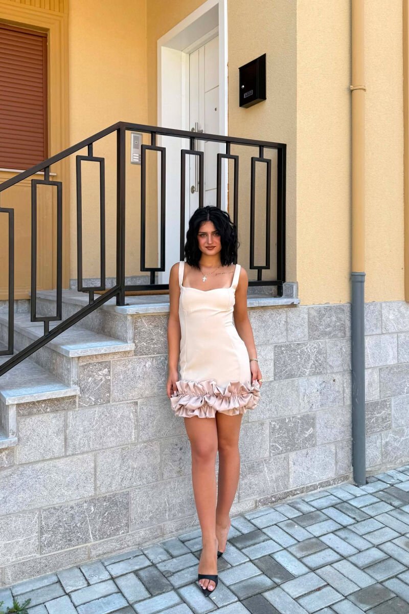 ONE COLOR SHORT WOMAN DRESS BEIGE/BEZHE - 4