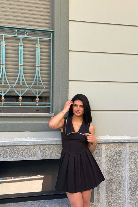 ONE COLOR SHORT WOMAN DRESS BLACK/ E ZEZE - 4