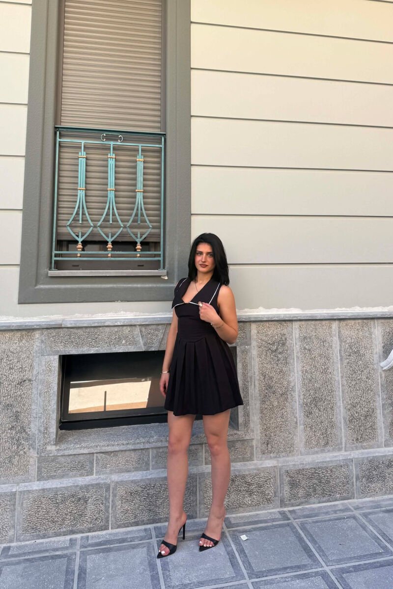 ONE COLOR SHORT WOMAN DRESS BLACK/ E ZEZE - 5