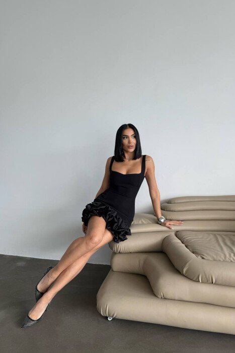 ONE COLOR SHORT WOMAN DRESS BLACK/ E ZEZE - 7