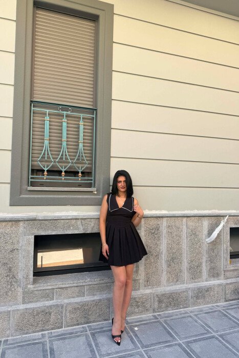ONE COLOR SHORT WOMAN DRESS BLACK/ E ZEZE - KLAUDIO FASHION