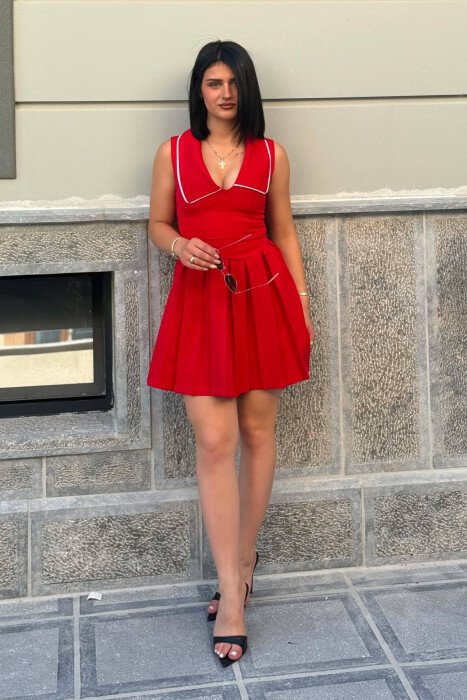 ONE COLOR SHORT WOMAN DRESS RED/E KUQE - 1