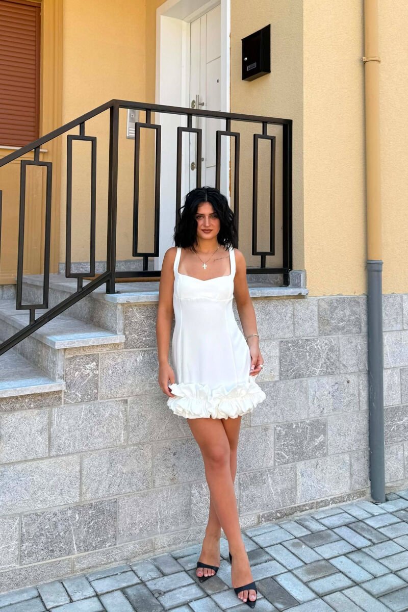 ONE COLOR SHORT WOMAN DRESS WHITE-E BARDHE - 1