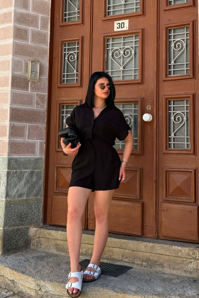 ONE COLOR SHORT WOMAN JUMPSUIT BLACK/ E ZEZE - 3