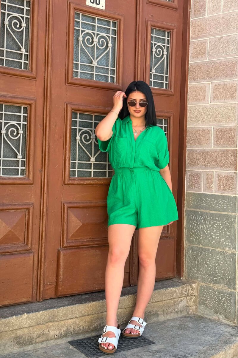 ONE COLOR SHORT WOMAN JUMPSUIT GREEN/JESHILE - 1