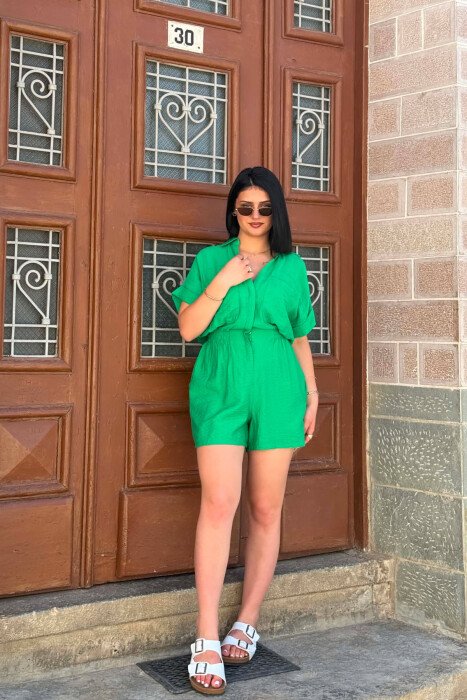 ONE COLOR SHORT WOMAN JUMPSUIT GREEN/JESHILE - 2