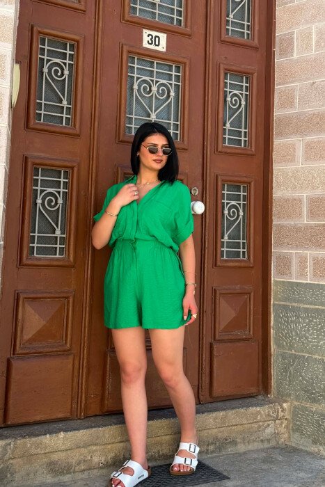ONE COLOR SHORT WOMAN JUMPSUIT GREEN/JESHILE - 3