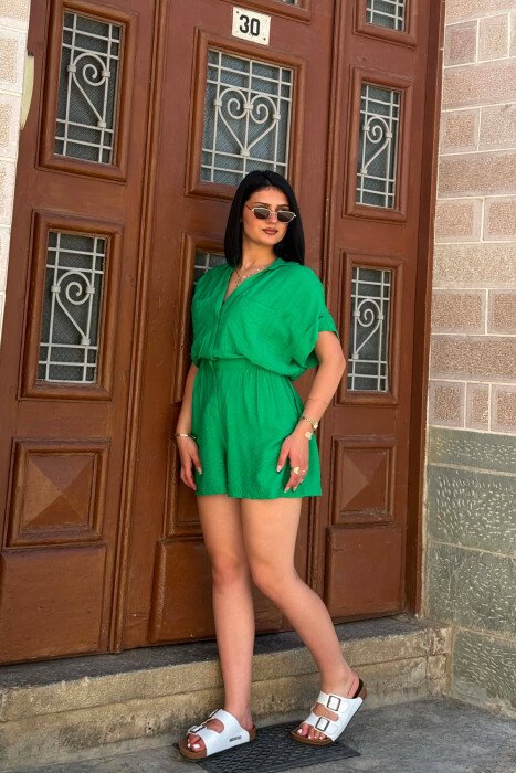 ONE COLOR SHORT WOMAN JUMPSUIT GREEN/JESHILE - 6