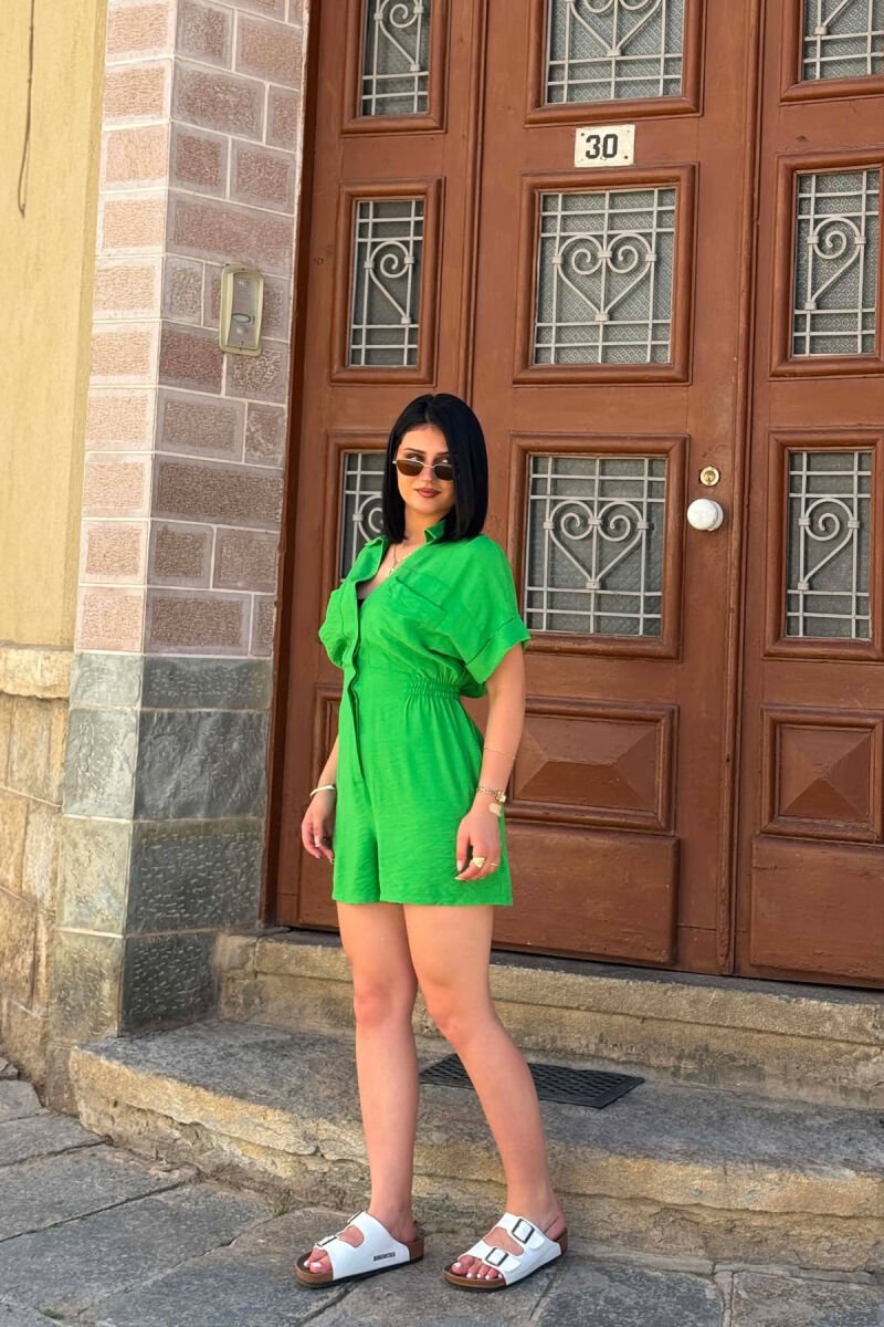 ONE COLOR SHORT WOMAN JUMPSUIT LIGHT GREEN/JEZB - 2