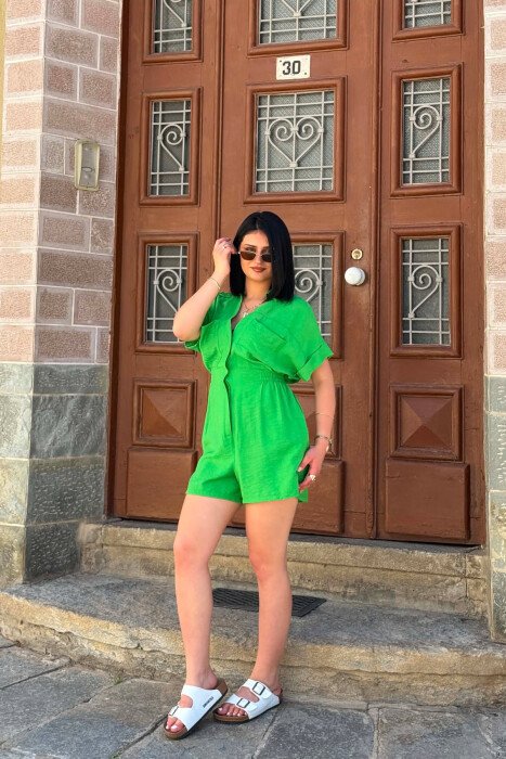 ONE COLOR SHORT WOMAN JUMPSUIT LIGHT GREEN/JEZB - 5